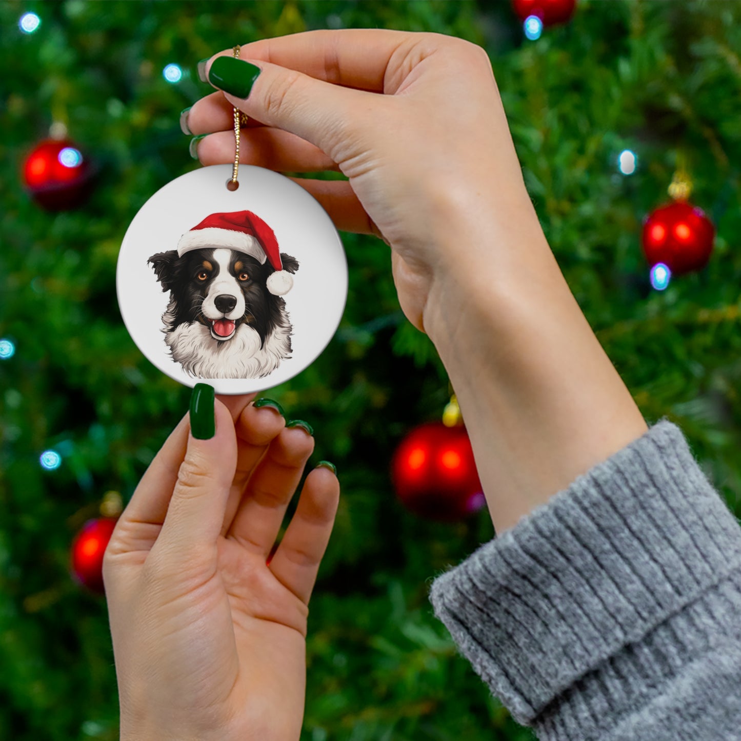 Border Collie Christmas Ornament - Ceramic