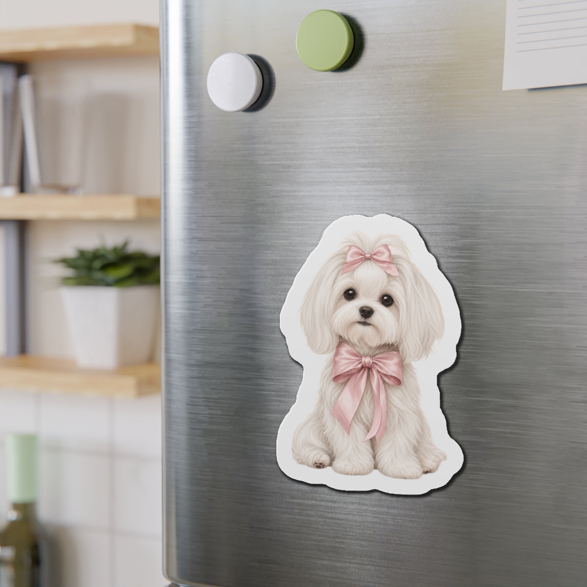 Maltese Dog Magnet - Boutique Bow Dog Lover Gift