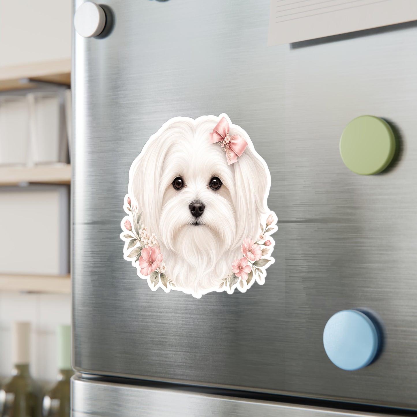 Maltese Dog Sticker - Pink Bow Waterproof Dog Decal