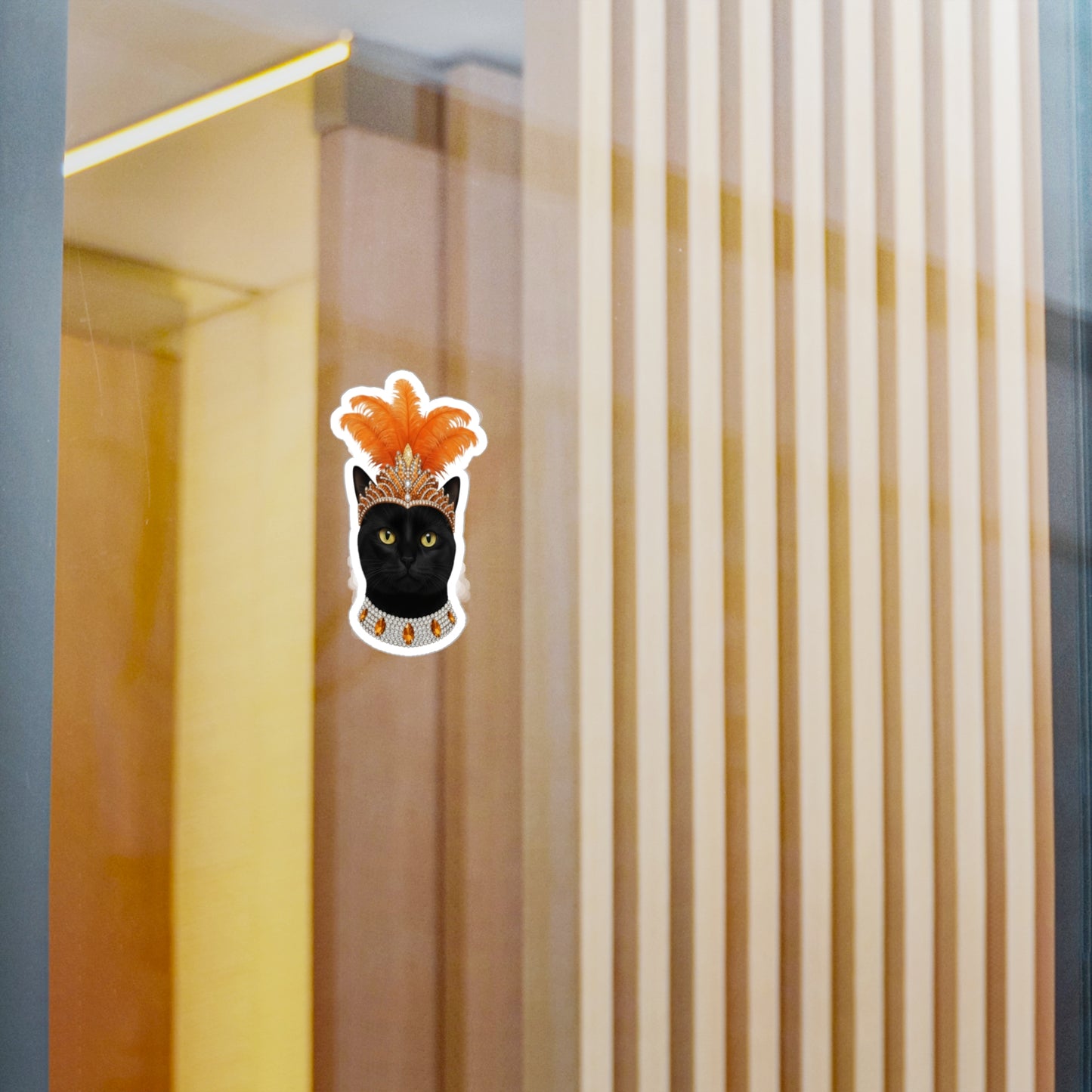 Showgirl Black Cat decal - Cat Sticker - Pet Decal - Outdoor - Indoor - Animal Showgirl Collection Orange Edition