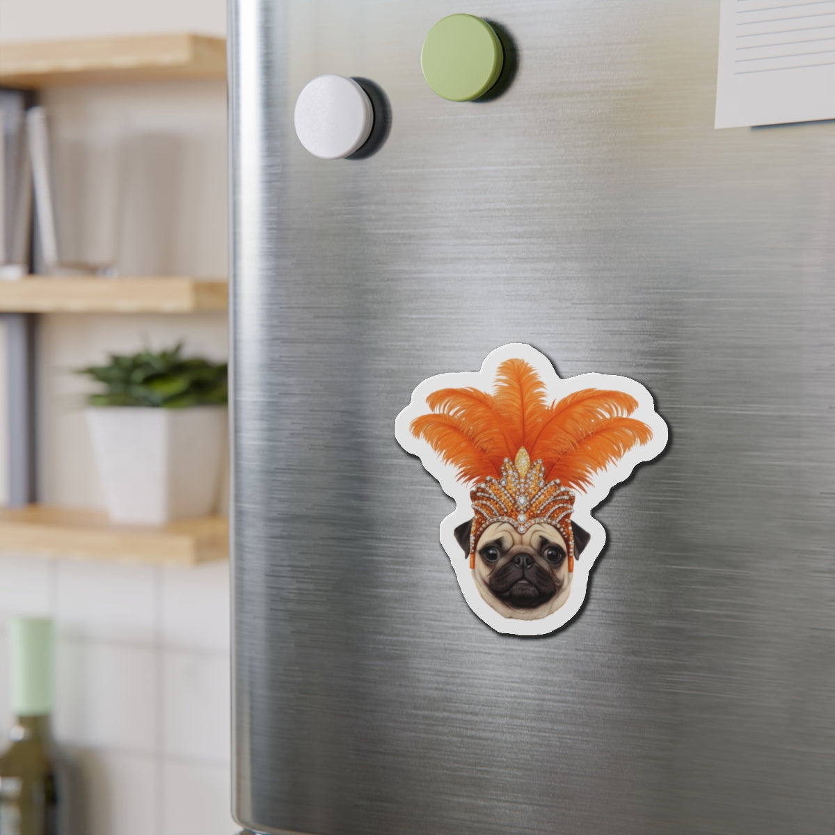 Pug Showgirl Magnet - The Animal Showgirl Collection Orange Edition - Vibrant Color - Durable Outdoor Vinyl
