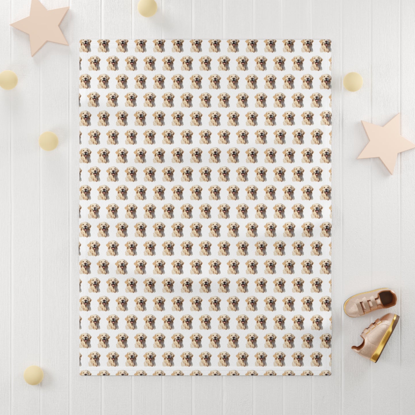 White Golden Retriever Soft Fleece Baby Blanket