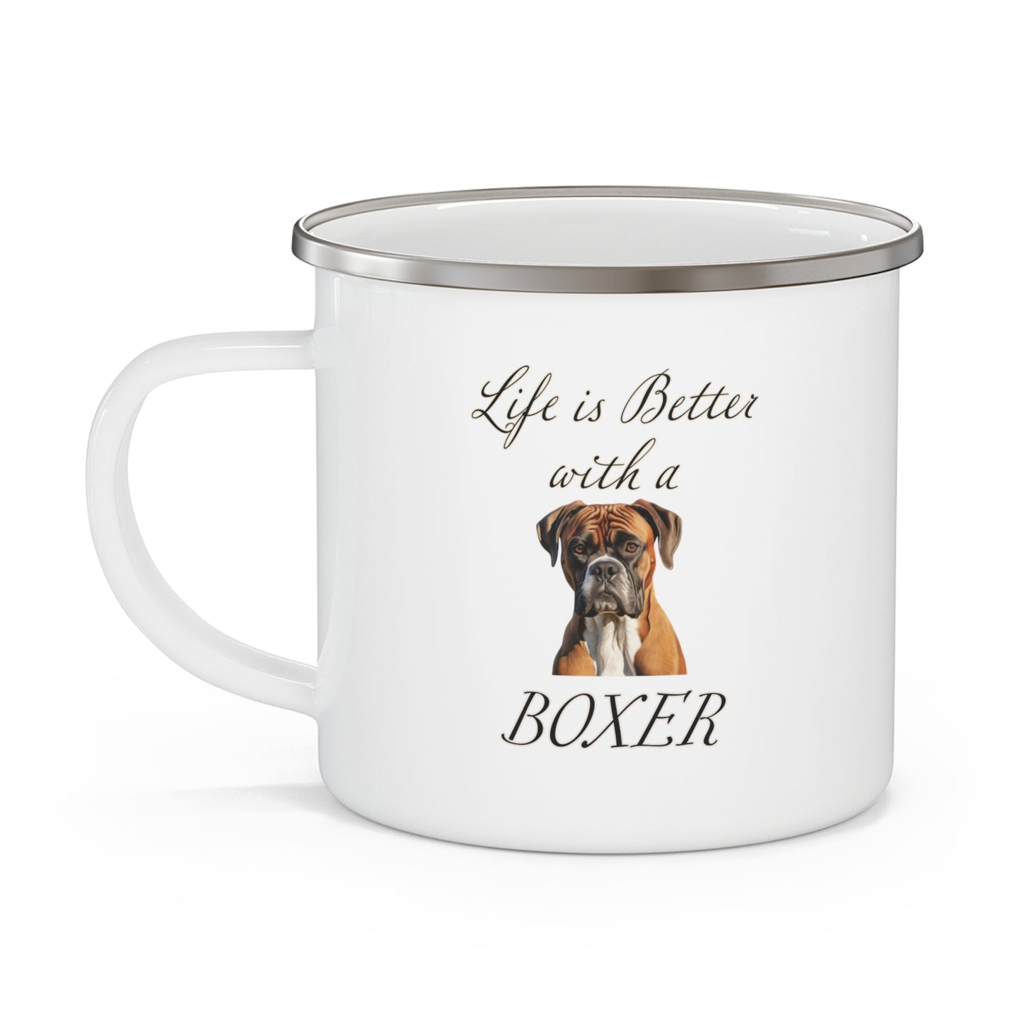 Boxer Enamel Mug -  Life is Better with a Boxer Camping Mug