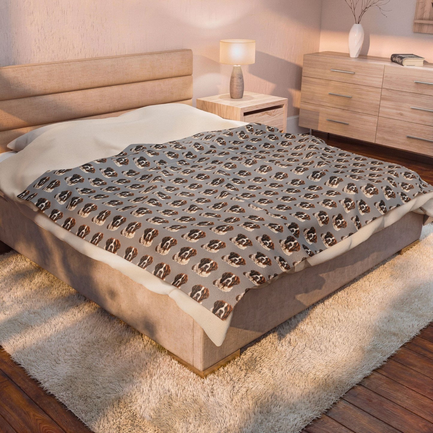 St. Bernard Blanket (Velveteen Plush, Grey)