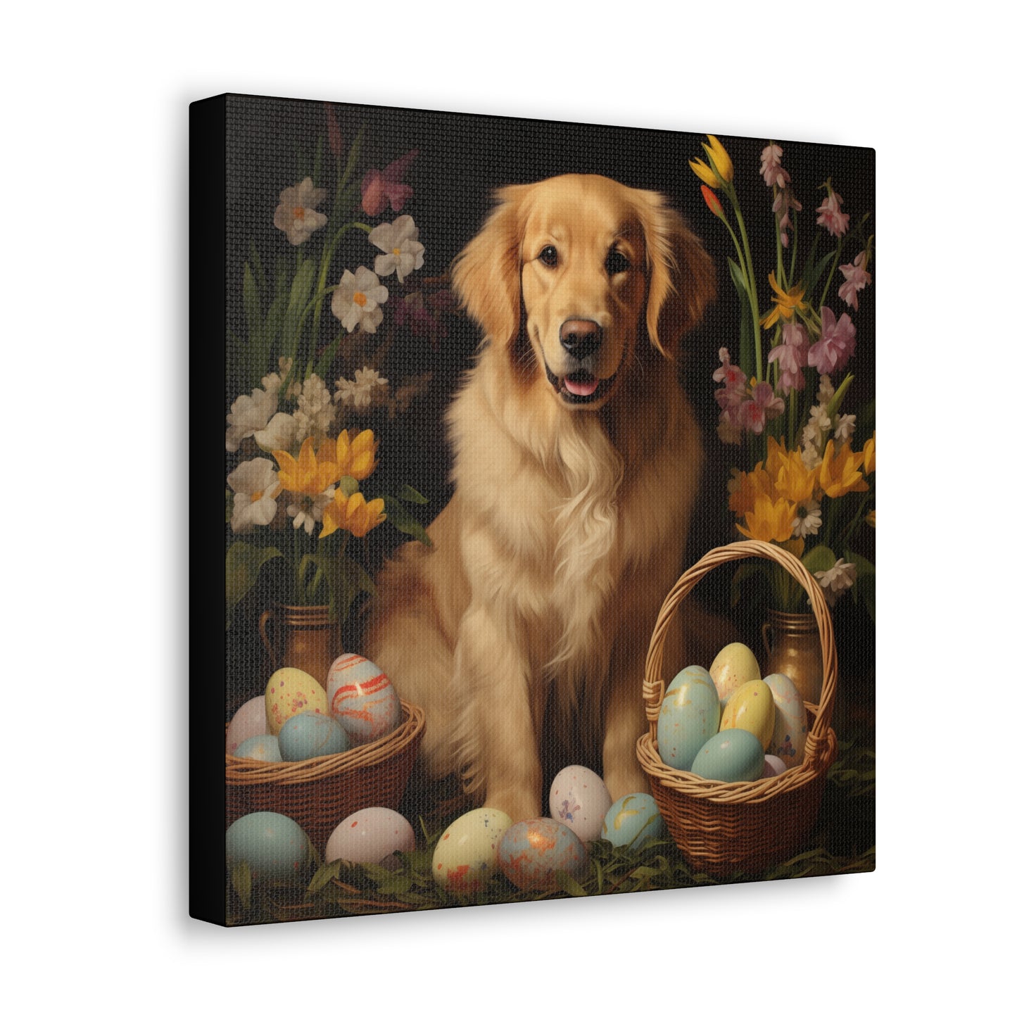 Golden Retriever Easter Wall Art - Spring Print - Canvas Gallery Wraps