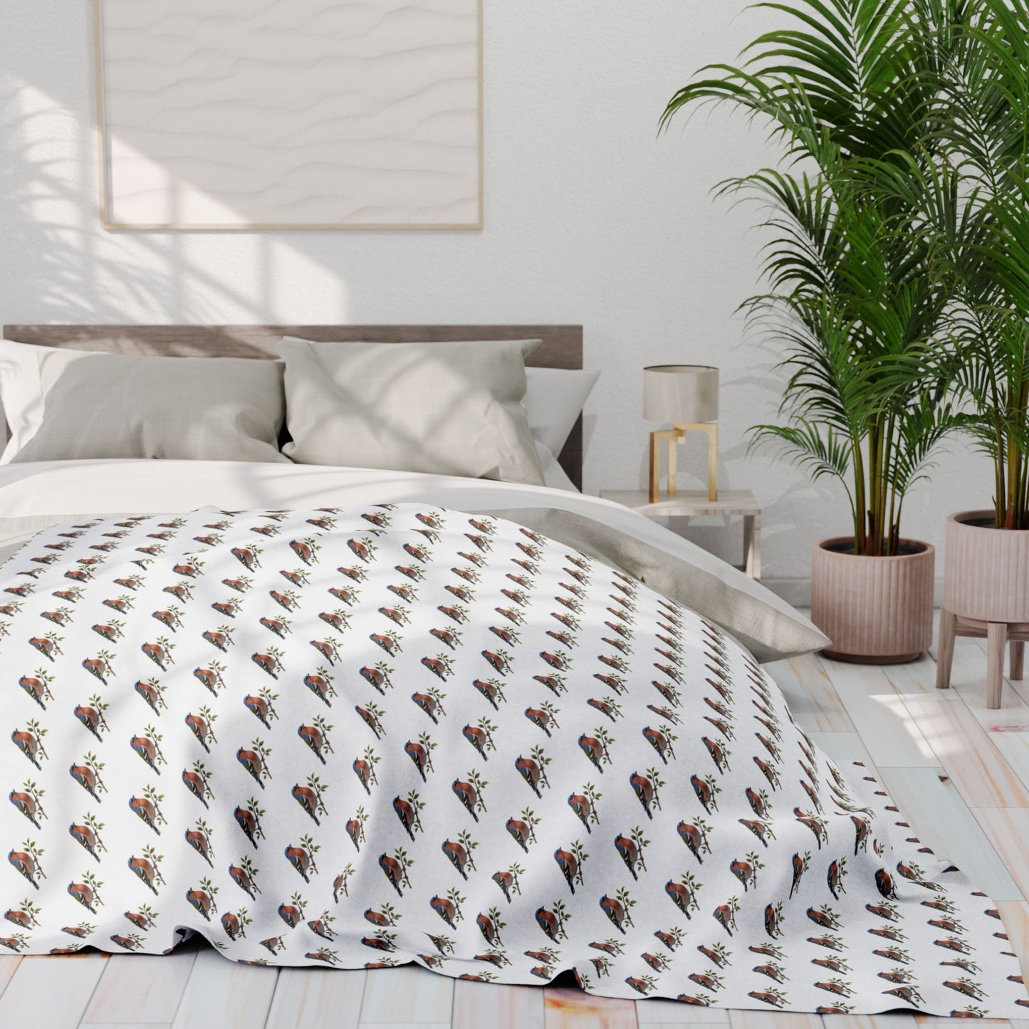 Finch Arctic Fleece Blanket - Cozy Winter Bird Throw, Snowy Day Home Decor, Christmas Gift for Nature Lover, Lap Blanket, Sofa Cover