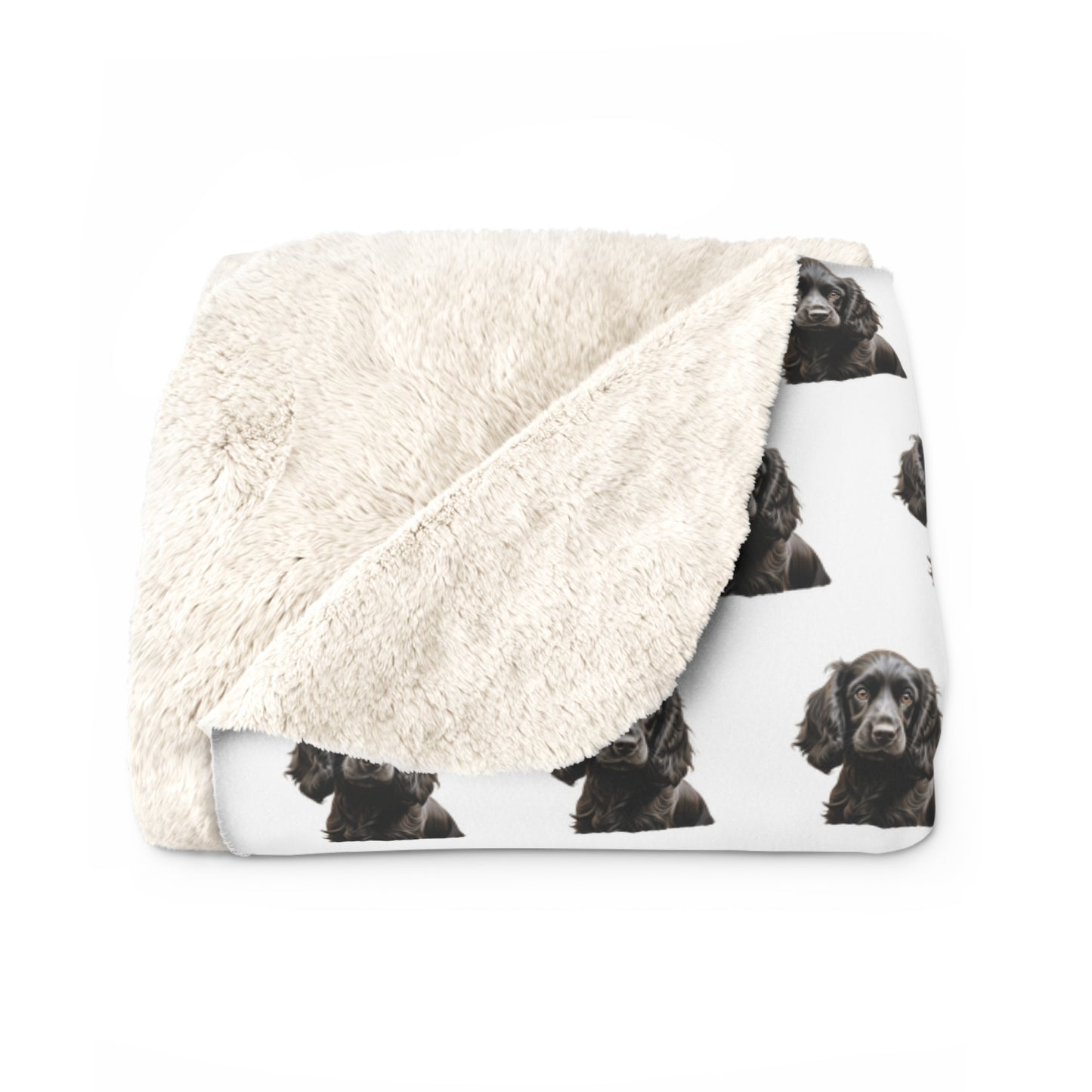 Sherpa Fleece Blanket, Dog Lover Gift, Pet Owner Decor, Black Cocker Spaniel Throw, Cozy Animal Print Bedding, Home Living Room Accent,