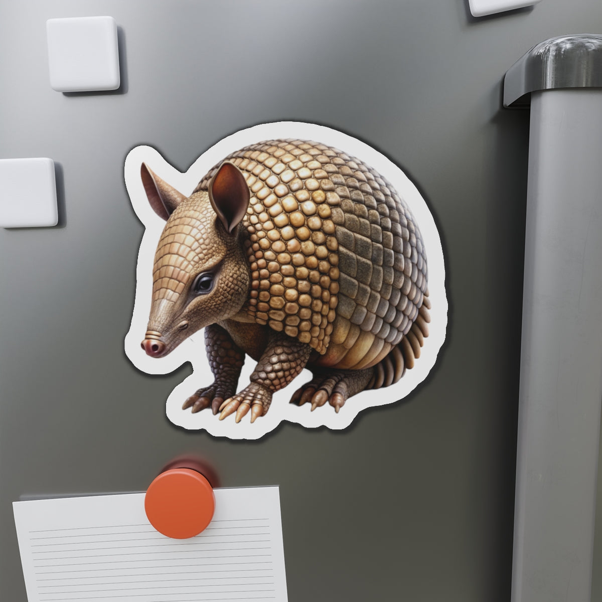 Armadillo Die-Cut Magnet - Cute Animal Fridge Decor, Wildlife Lover Gift, Small Magnetic Decoration, Unique Kitchen Accessory, Texas