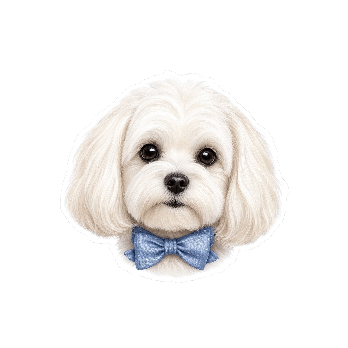 Maltese Dog Sticker - Blue Bowtie Waterproof Dog Decal