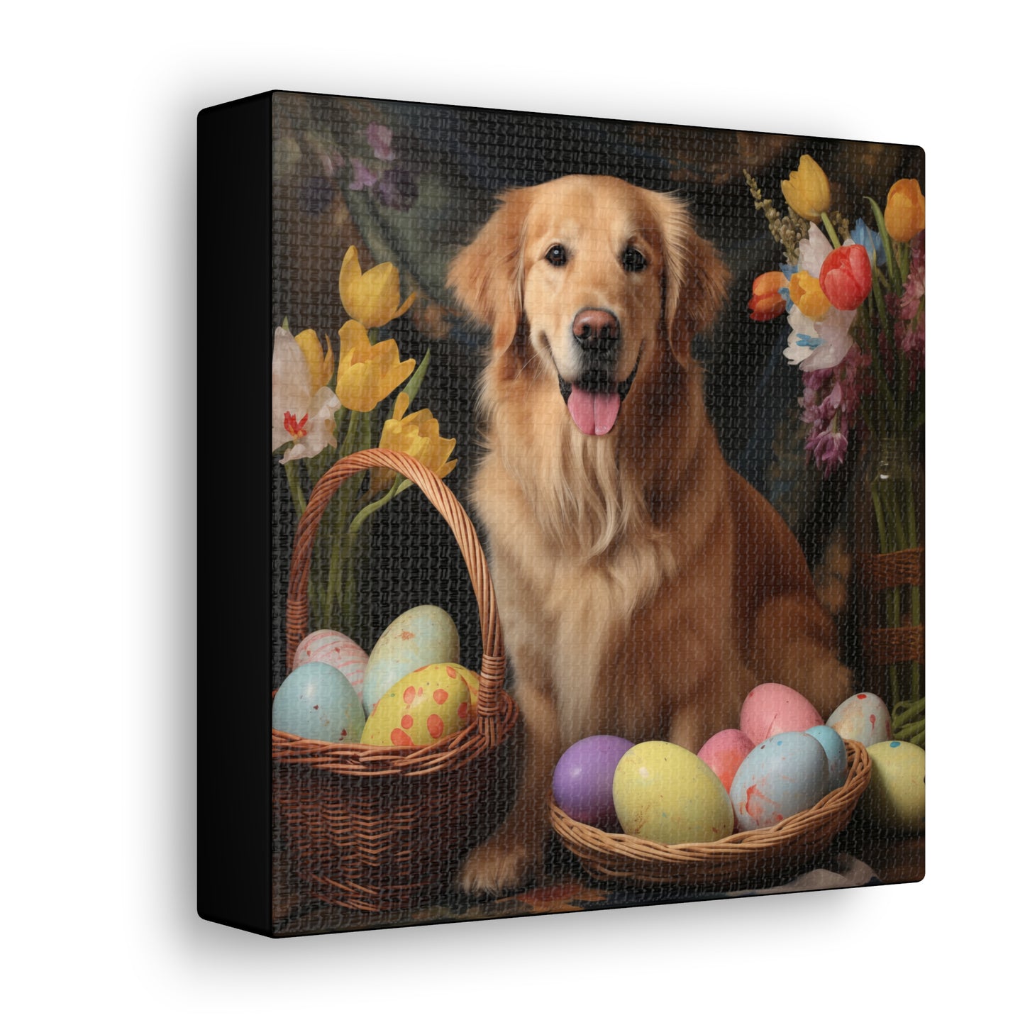 Golden Retriever Easter Wall Art - Spring Print - Canvas Gallery Wraps
