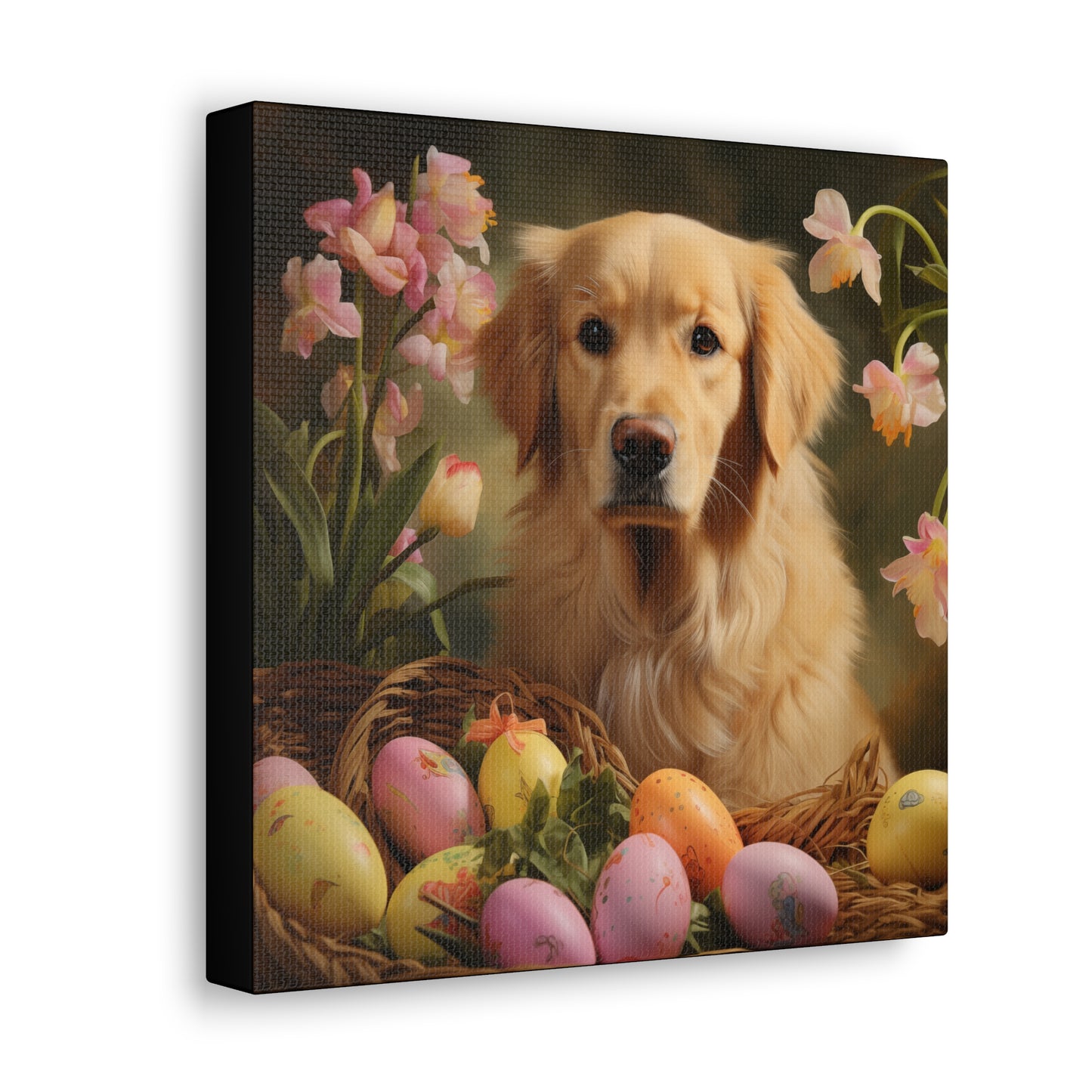 Golden Retriever Easter Wall Art - Spring Print - Canvas Gallery Wraps