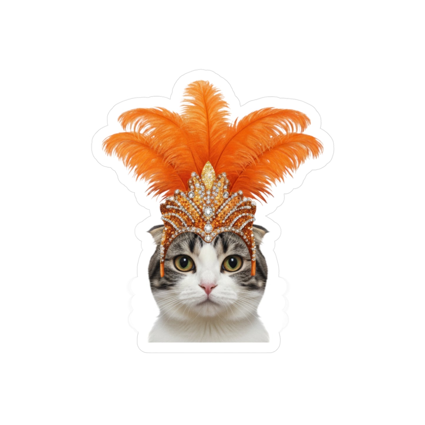 Showgirl Cat decal - Cat Sticker - Pet Decal - Outdoor - Indoor - Animal Showgirl Collection Orange Edition
