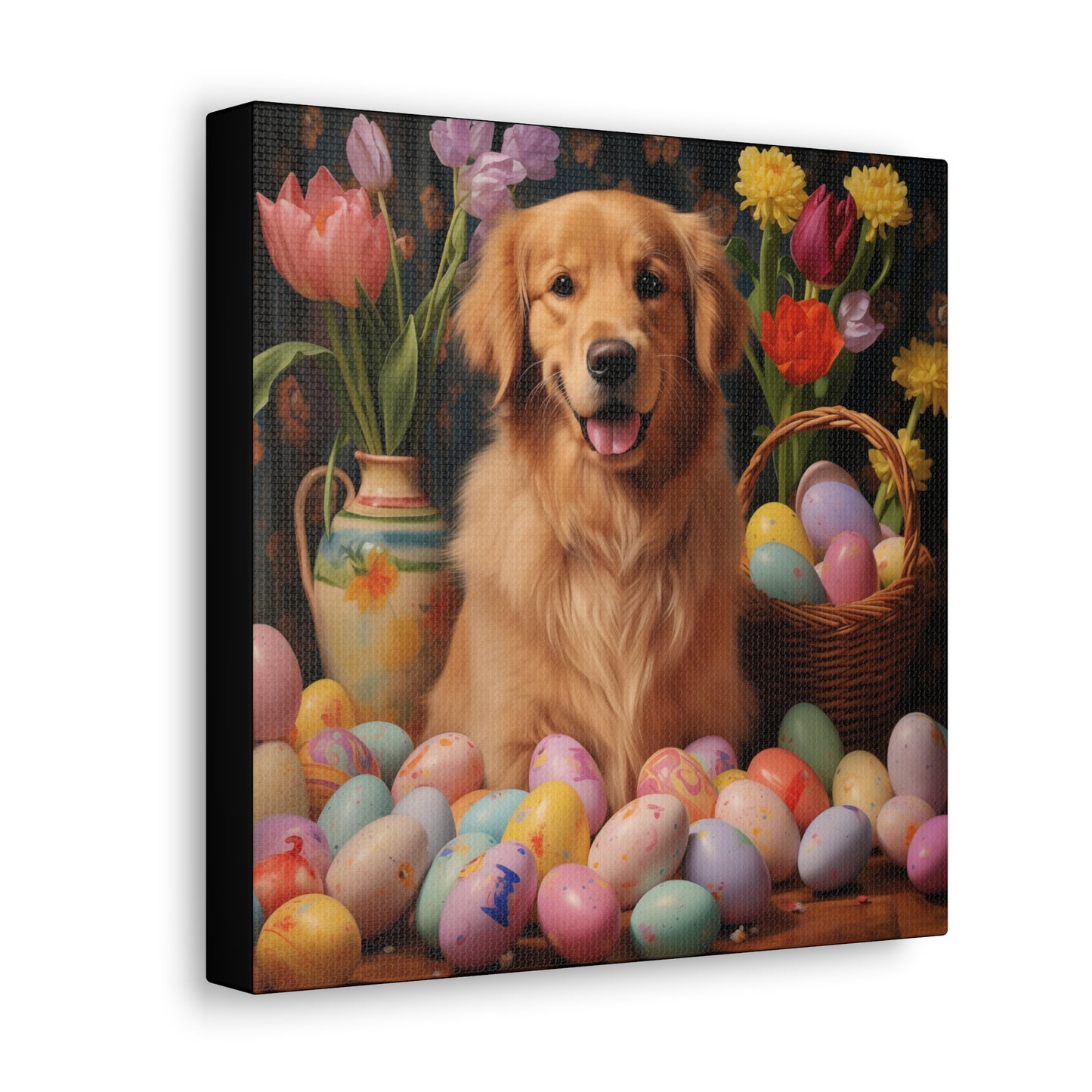 Golden Retriever Easter Wall Art - Spring Print - Canvas Gallery Wraps