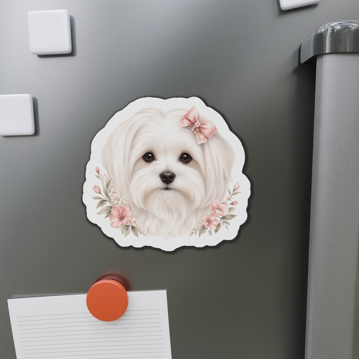 Maltese Dog Magnet - Pink Bow Dog Lover Gift