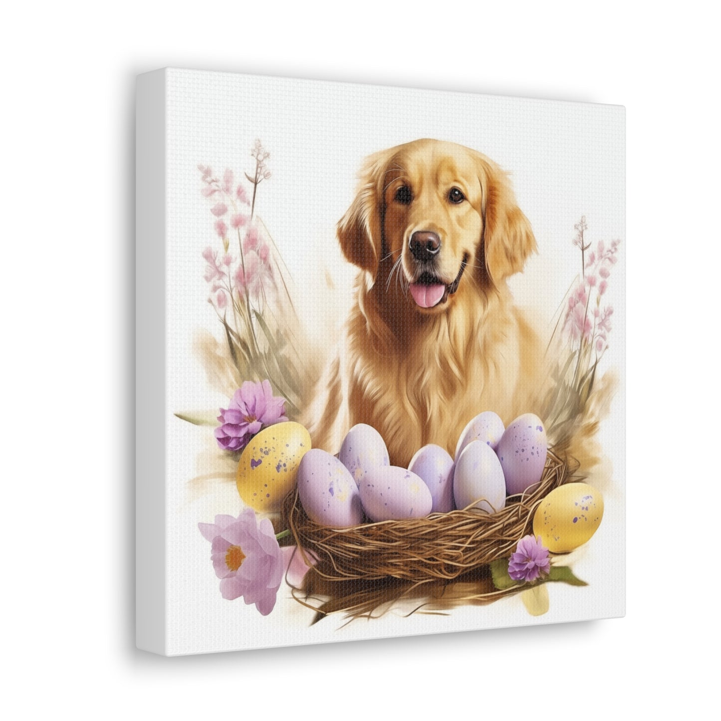 Golden Retriever Easter Wall Art - Spring Print - Canvas Gallery Wraps