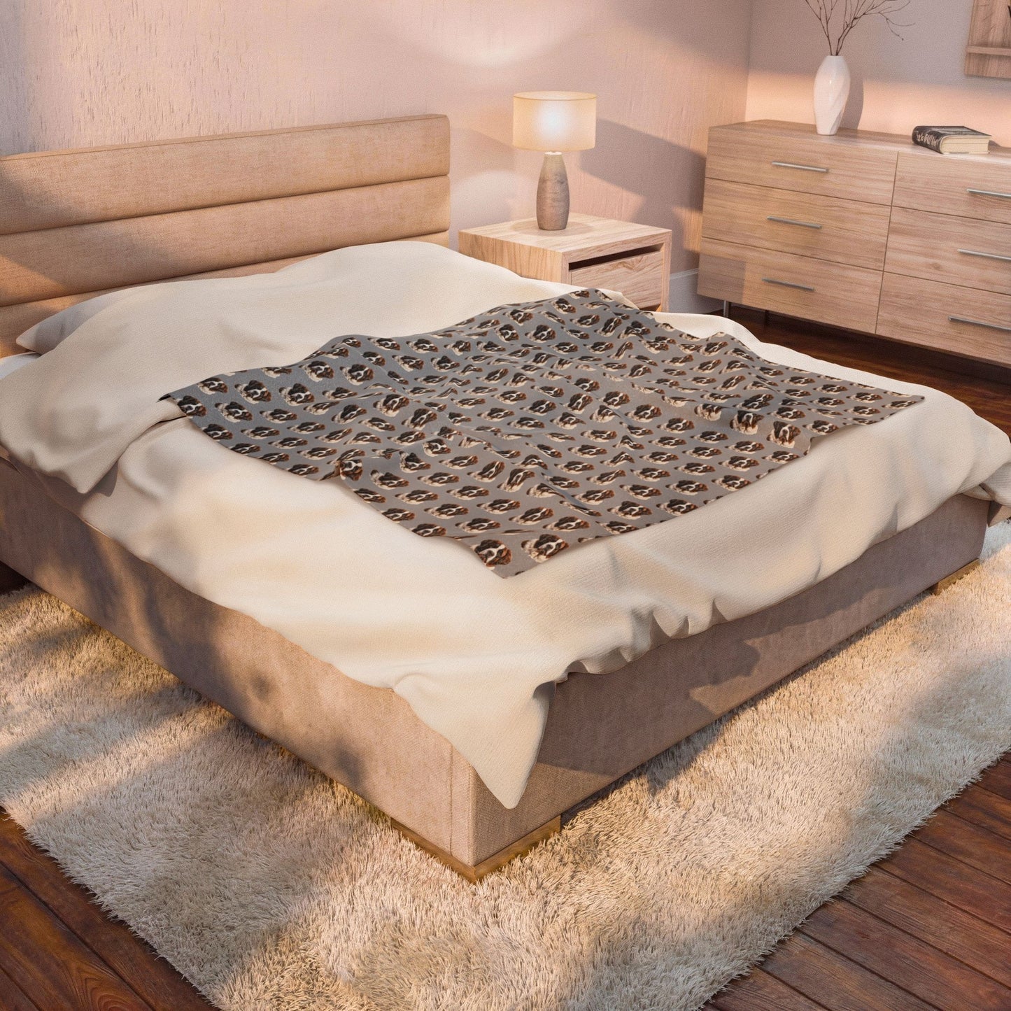 St. Bernard Blanket (Velveteen Plush, Grey)