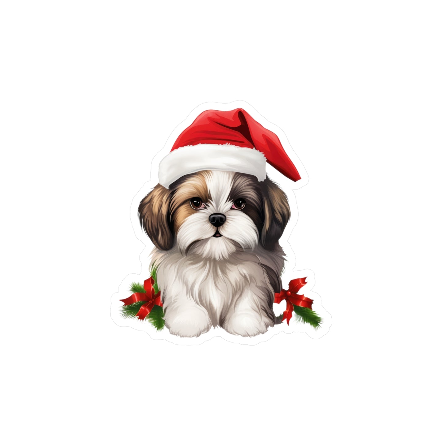 Shih Tzu Christmas Sticker - Waterproof Dog Decal