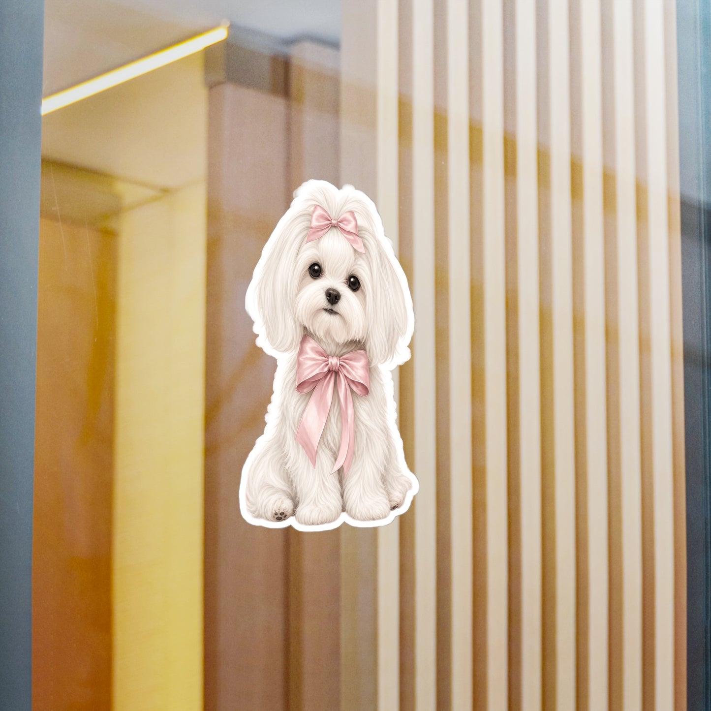 Maltese Dog Sticker - Boutique Bow Waterproof Dog Decal