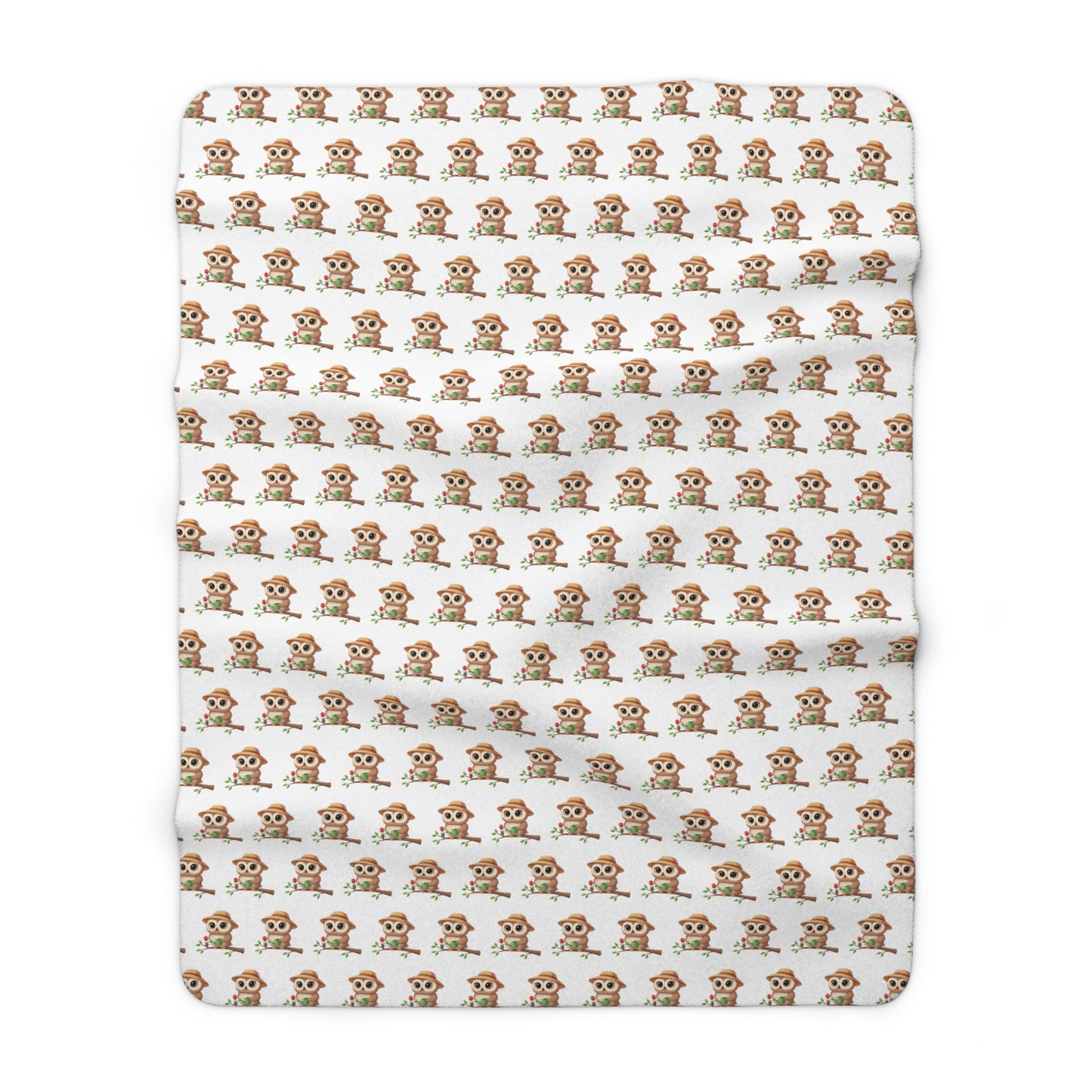 Sherpa Fleece Blanket, Gardener Owl Watering Can Design, Cozy Throw, Home Decor, Gift for Gardeners, Animal Lover Gift