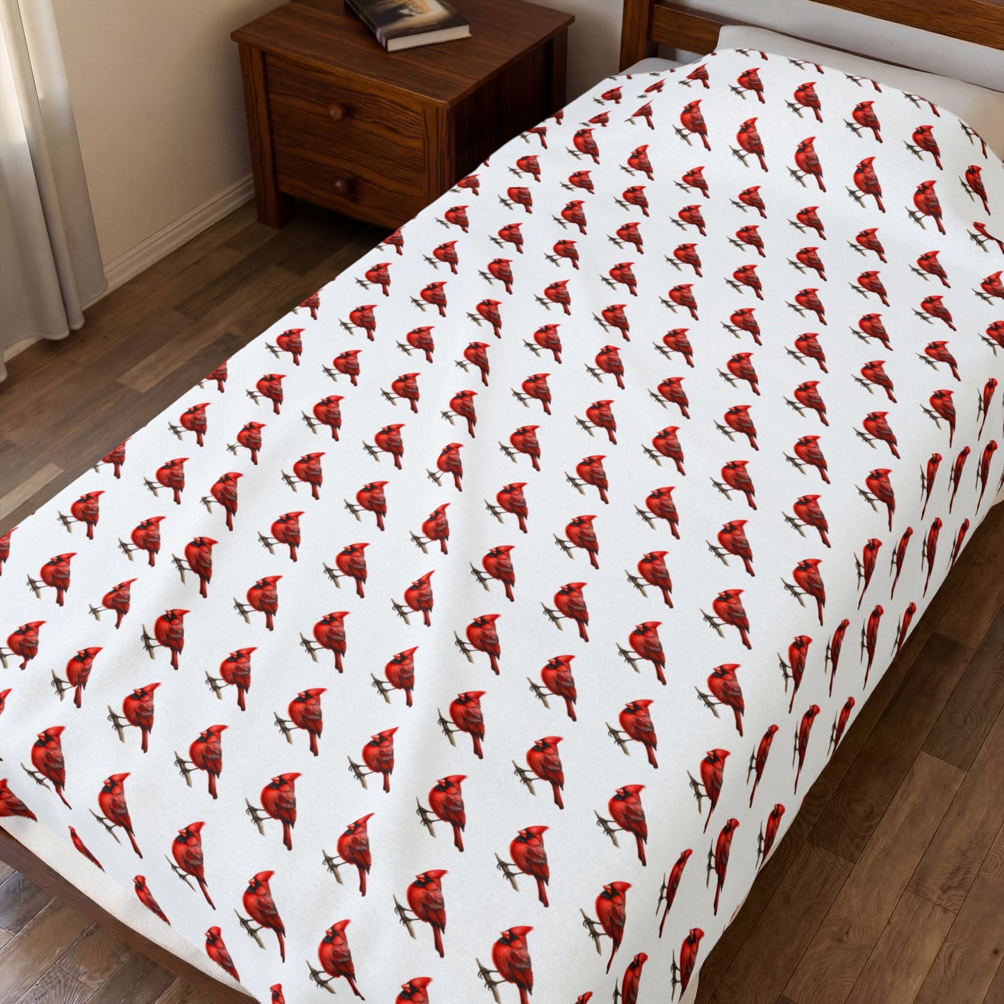 Cardinal Velveteen Plush Blanket - Bird Lover Gift