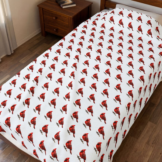 Cardinal Velveteen Plush Blanket - Bird Lover Gift