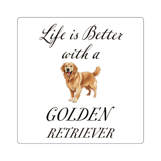 Life is Better with a Golden Retriever Square Stickers