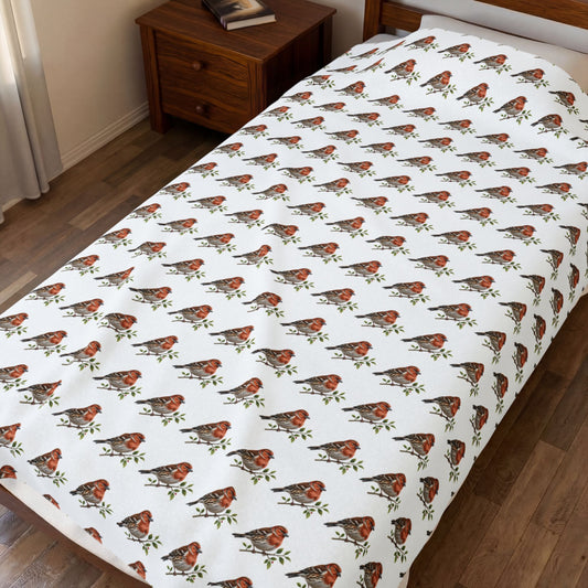 Cozy Velveteen Plush Finch Blanket for Snuggling, Perfect Gift for Warm Nights, Home Decor Throw