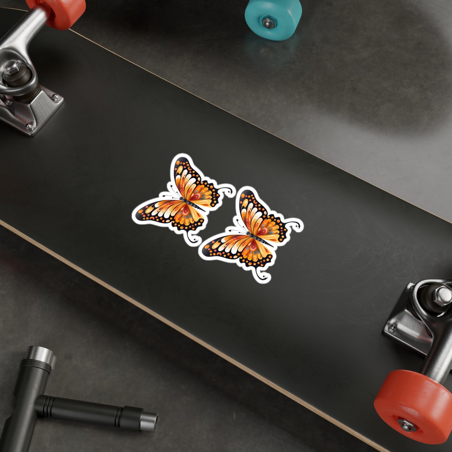 Orange Butterfly sticker - Kiss-Cut Vinyl Decals