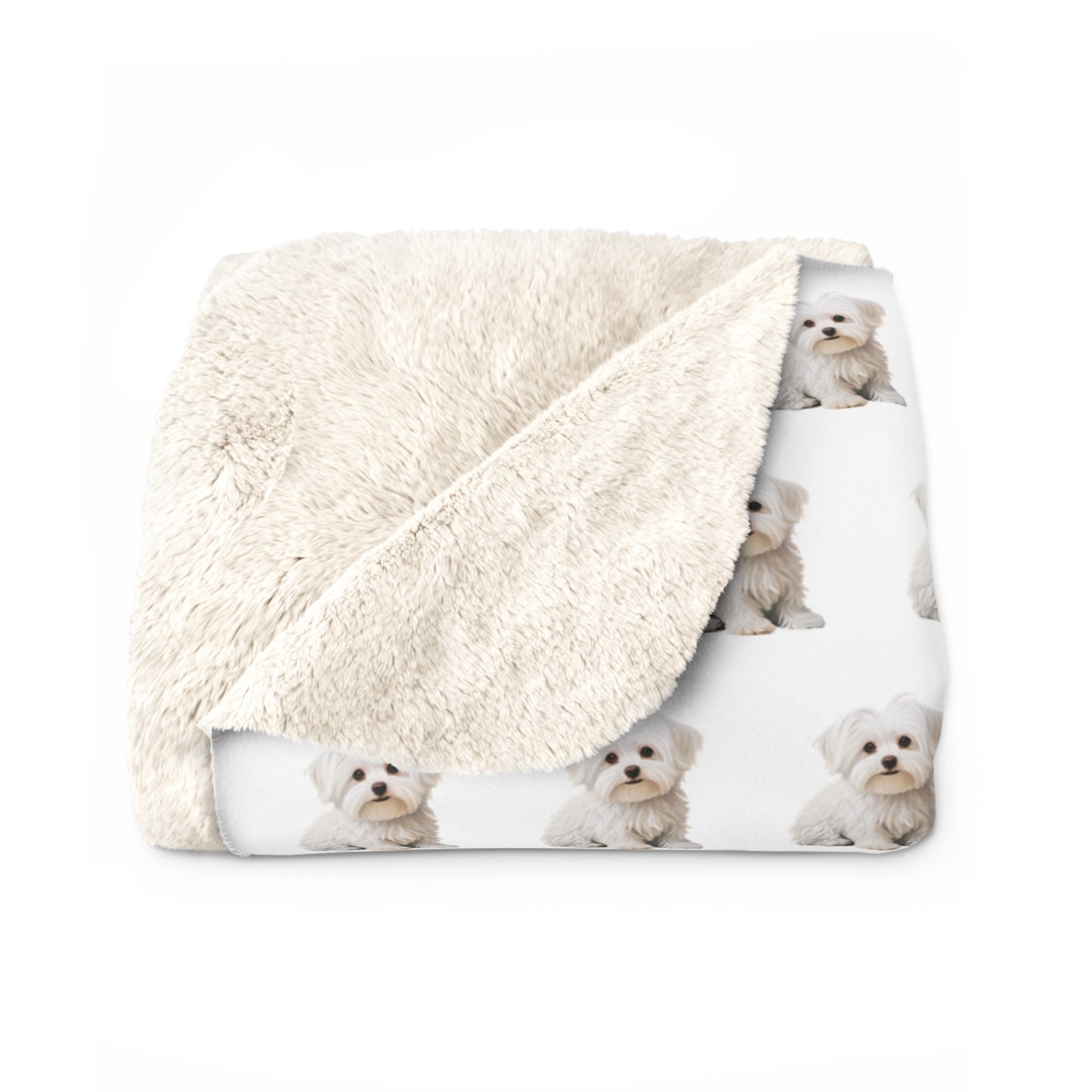Sherpa Fleece Blanket, Maltese Dog Lover Gift, Maltese Throw, Animal Bedding, Pet Decor