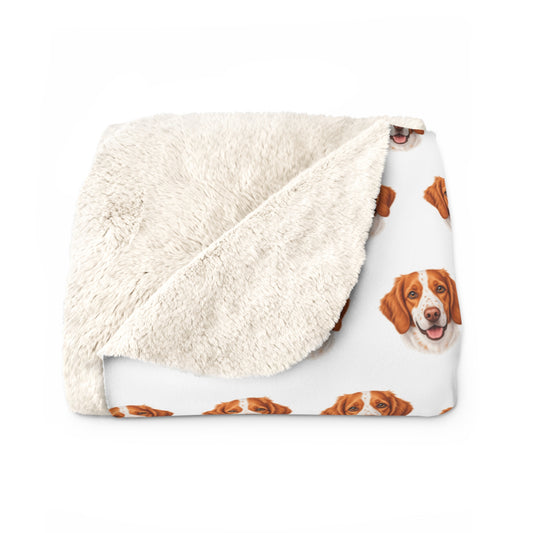 Brittany Spaniel Sherpa Fleece Blanket - Dog Lover Gift