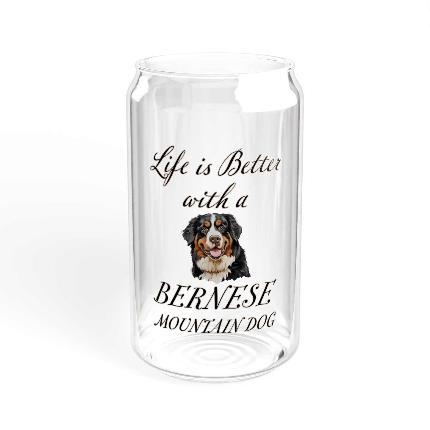 Bernese Mountain Dog Sipper Glass, 16oz