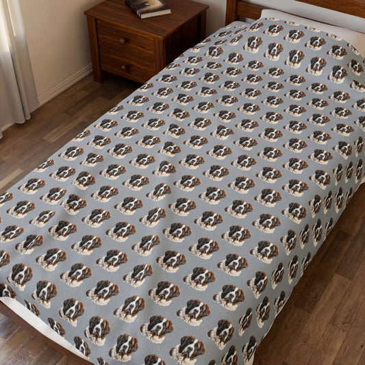 Saint Bernard Blanket (Velveteen Plush, Grey)