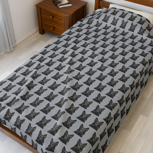 Black German Shepherd Velveteen Plush Blanket