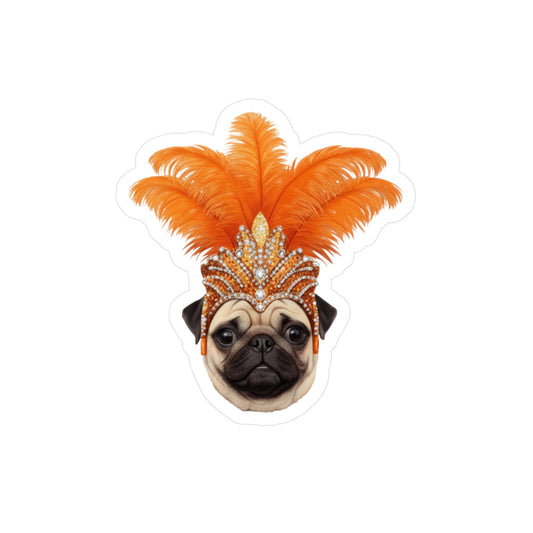 Showgirl Pug decal - Pug Sticker  - Pug sticker - Dog Sticker - Pet Decal - Outdoor - Indoor - Animal Showgirl Collection Orange Edition