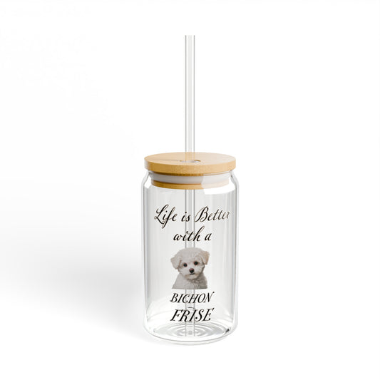Bichon Frise Sipper Glass, 16oz