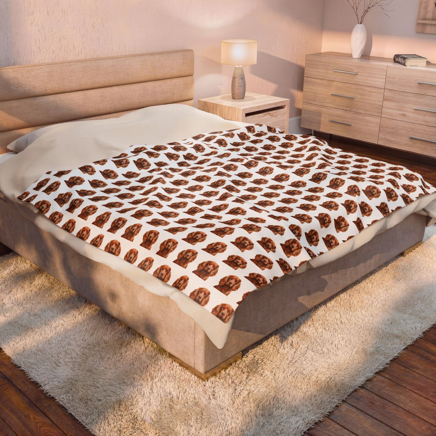 Cocker Spaniel Blanket (Velveteen Plush, White)