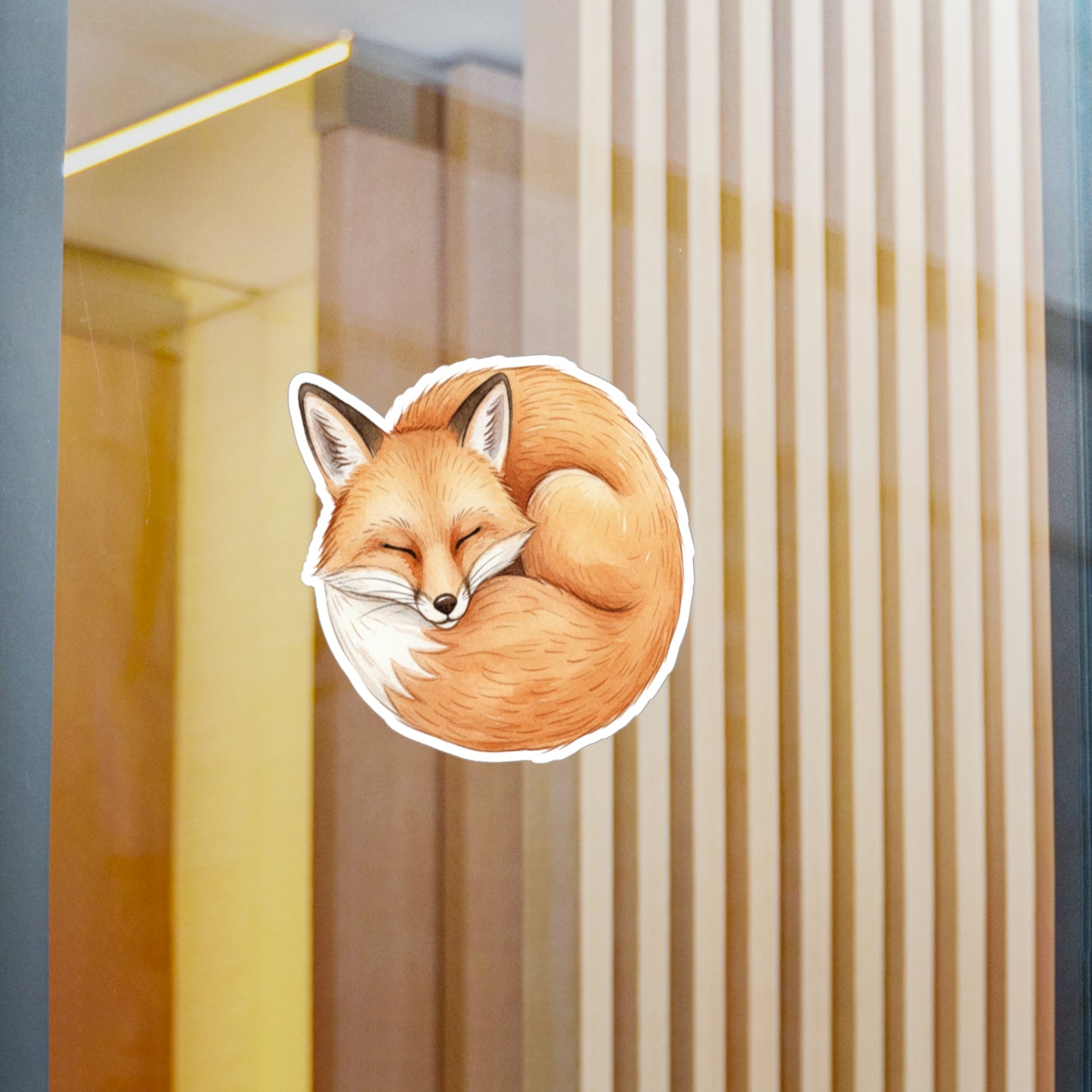 Vinyl Decals, Cute Fox Curled Up Sleeping, Laptop Stickers, Car Decals, Animal Lover Gift, Nursery Decor, Nature Wall Art