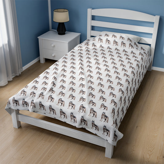 Husky Velveteen Plush Blanket (White)