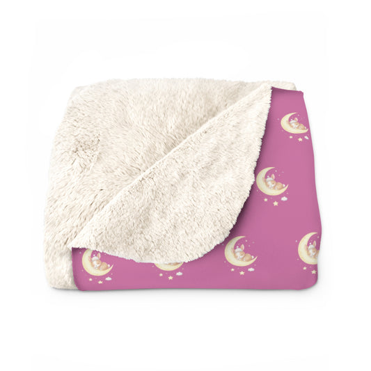 Sherpa Fleece Blanket, Bunny Moon Design, Soft Throw Blanket, Cozy Home Decor, Kids Bedroom Decor, Baby Shower Gift