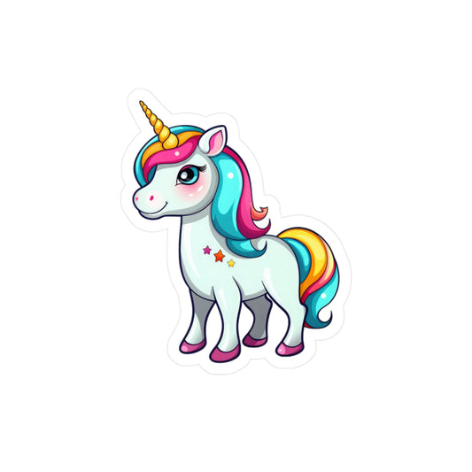 Unicorn Cartoon with Stars Sticker - Waterproof Animal Decal