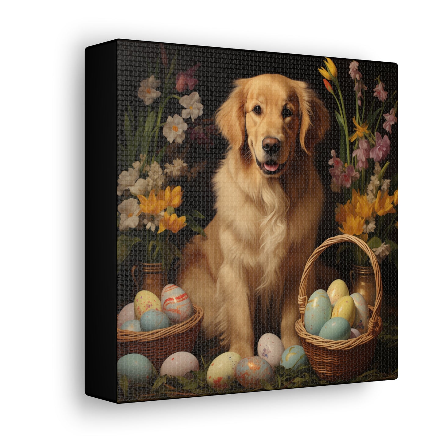 Golden Retriever Easter Wall Art - Spring Print - Canvas Gallery Wraps