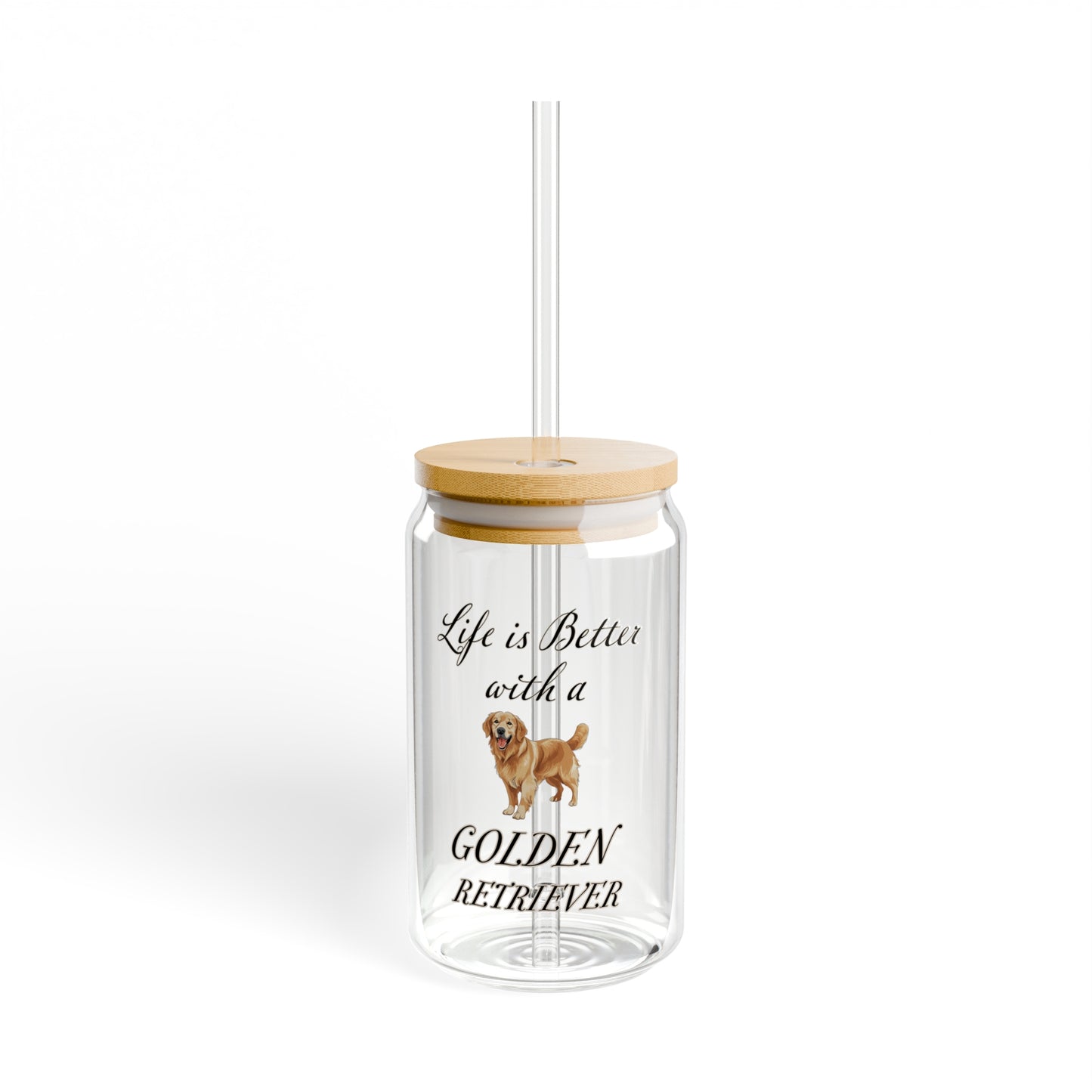 Golden Retriever Sipper Glass, 16oz