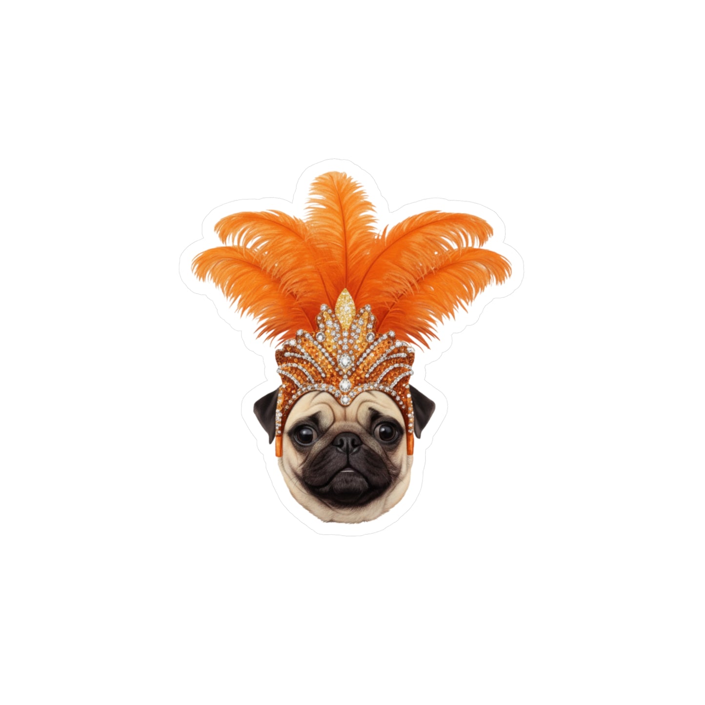 Showgirl Pug decal - Pug Sticker  - Pug sticker - Dog Sticker - Pet Decal - Outdoor - Indoor - Animal Showgirl Collection Orange Edition