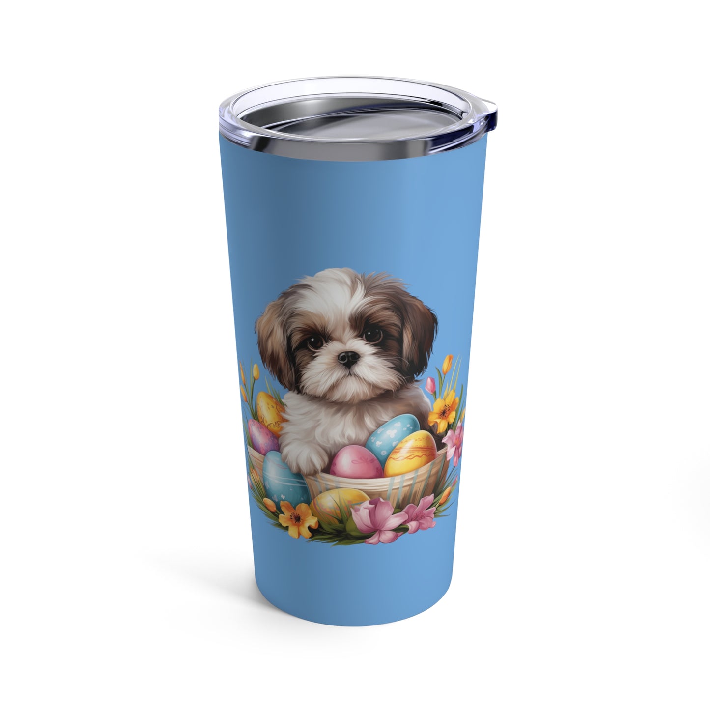 Shih Tzu Easter Stainless Steel Tumbler 20oz (Blue)