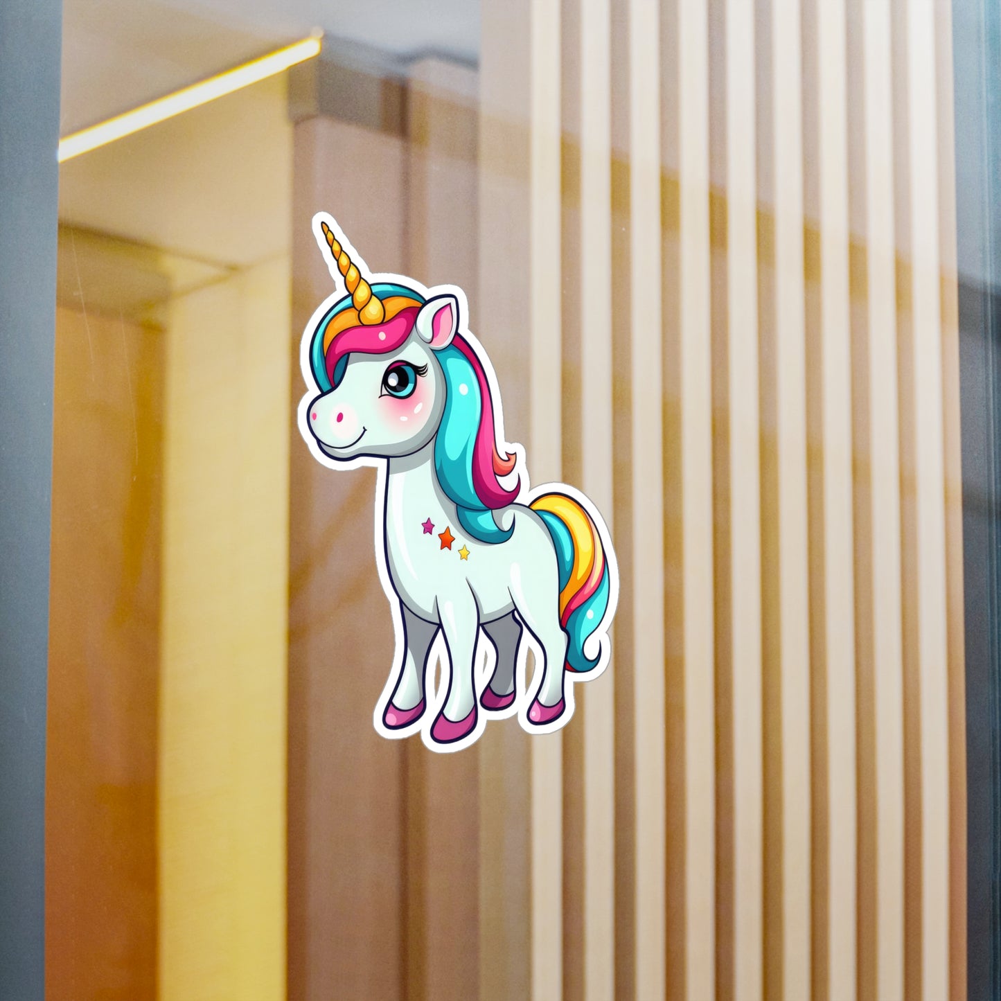 Unicorn Cartoon with Stars Sticker - Waterproof Animal Decal