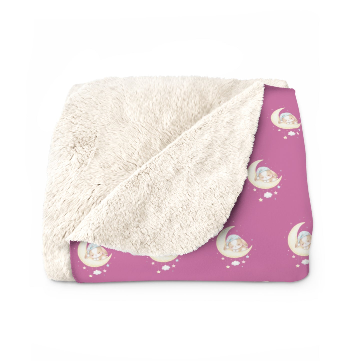 Sherpa Fleece Blanket, Bunny Moon Design, Soft Throw Blanket, Cozy Home Decor, Kids Bedroom Decor, Baby Shower Gift
