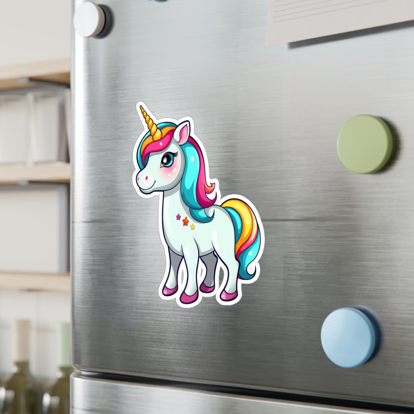 Unicorn Cartoon with Stars Sticker - Waterproof Animal Decal