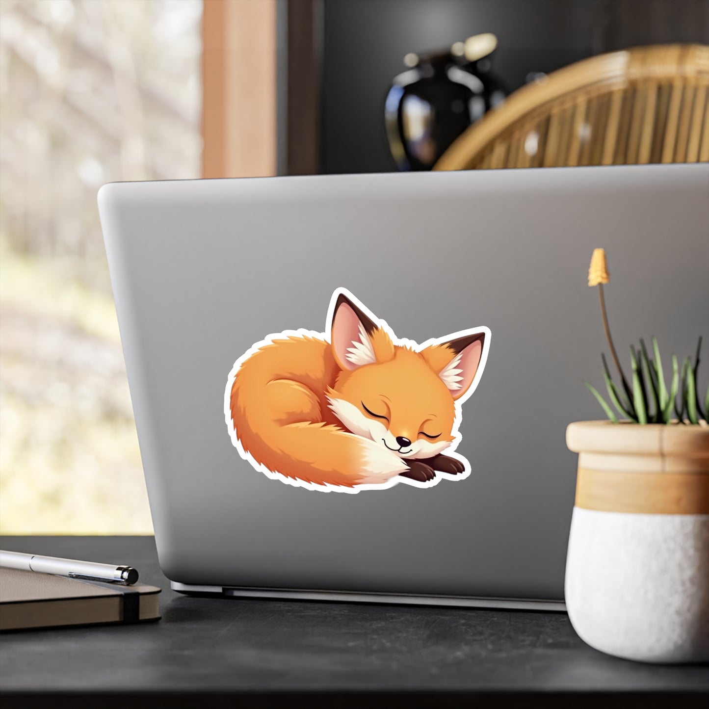 Vinyl Decals, Cute Fox Curled Up Sleeping, Laptop Stickers, Car Decals, Animal Lover Gift, Nursery Decor, Nature Wall Art