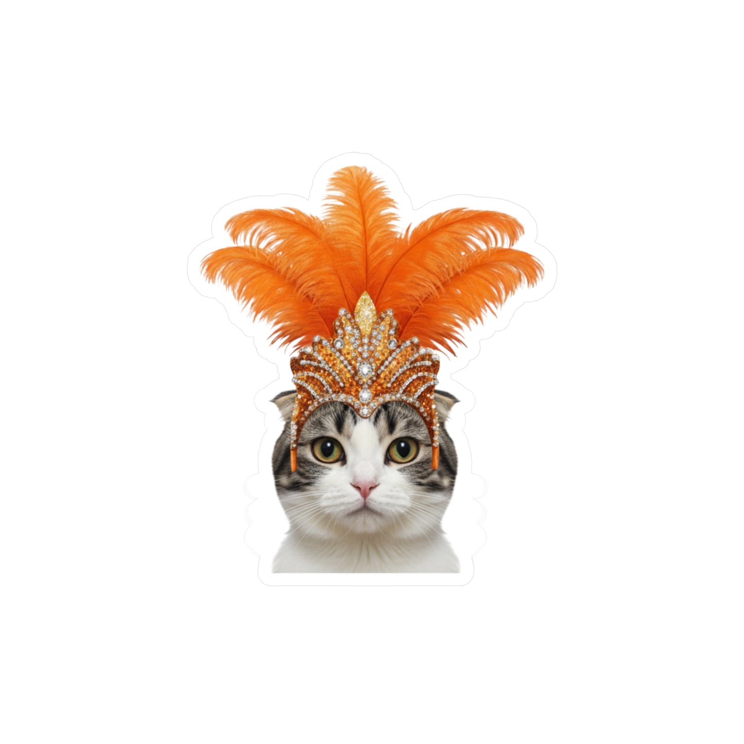 Showgirl Cat decal - Cat Sticker - Pet Decal - Outdoor - Indoor - Animal Showgirl Collection Orange Edition
