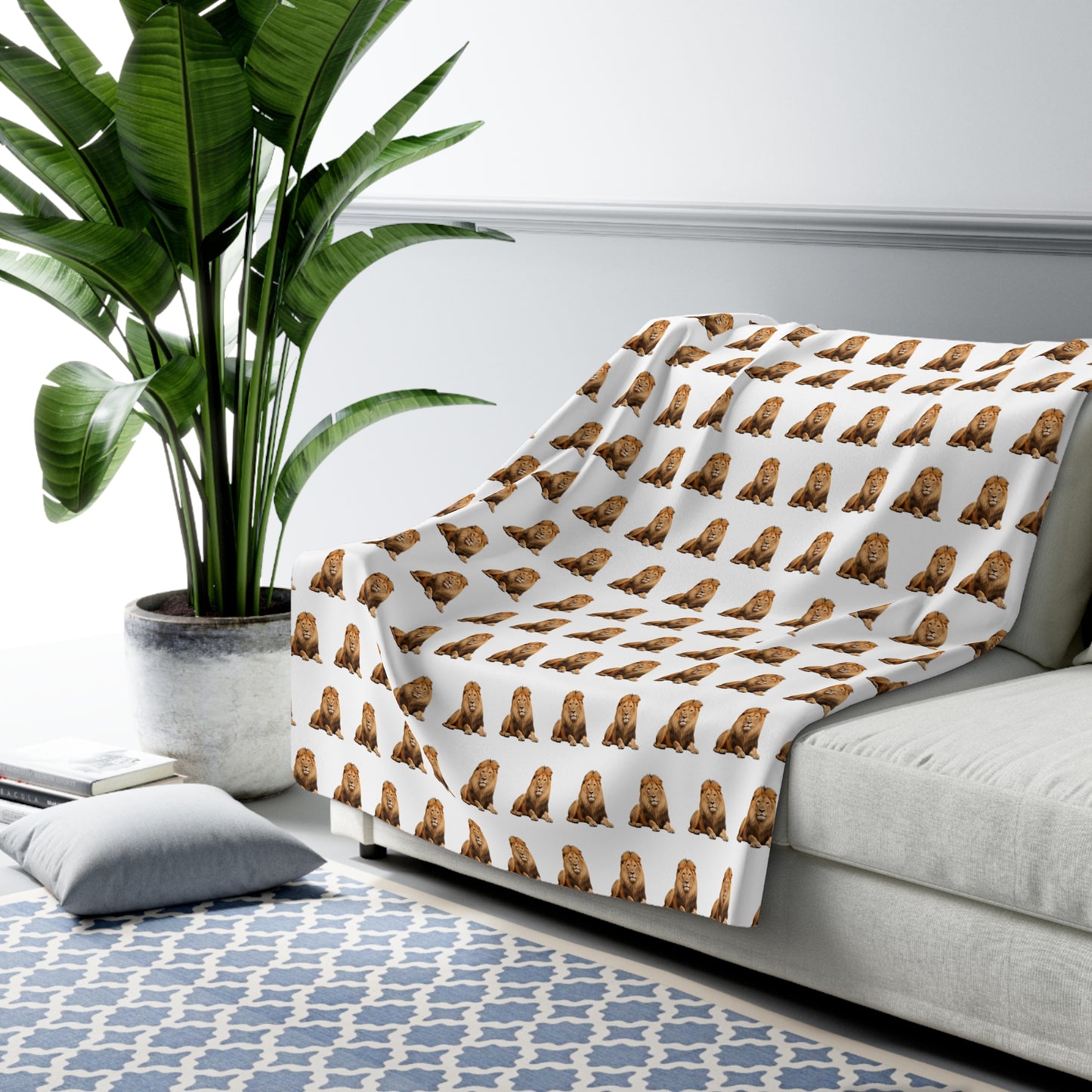 Lion Sherpa Fleece Blanket - Animal Home Decor, Jungle Safari Wildlife Throw, Gift for Nature Lover, Lion Bedding